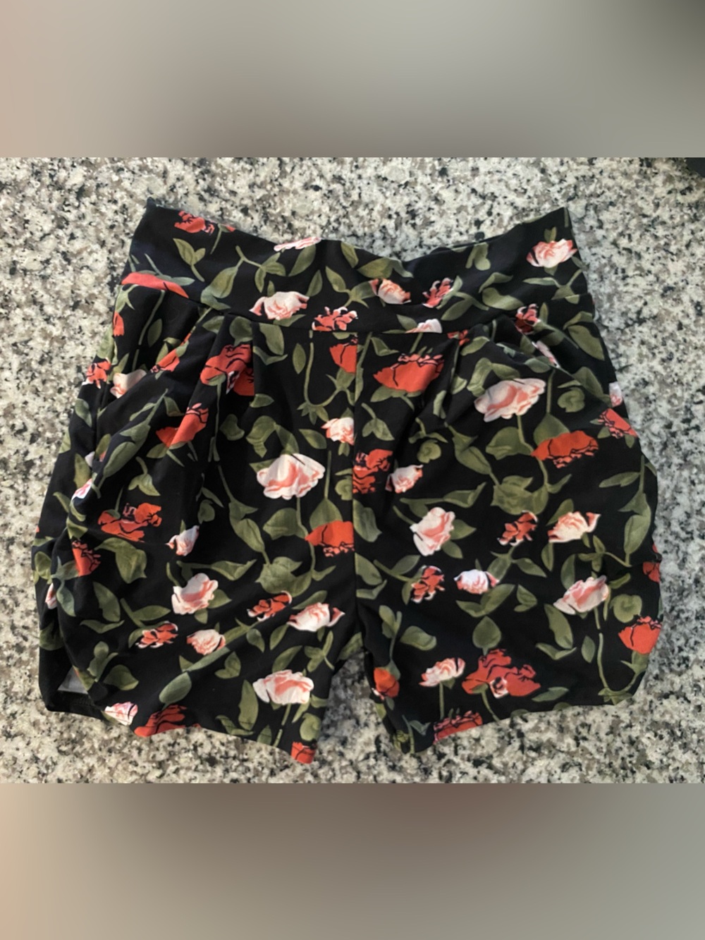 Floral High-Waist Black Women's Shorts